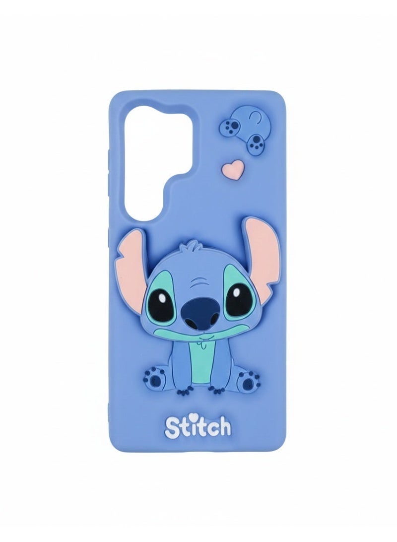 ستيتش حافظة فاخرة لهاتف Samsung Galaxy S25 Ultra حافظة بتصميم كرتوني ثلاثي الأبعاد حافظات أنثوية للفتيات حافظة سيليكون ناعمة ومقاومة للصدمات بلون أزرق (Samsung Galaxy S25 Ultra) - Image 1